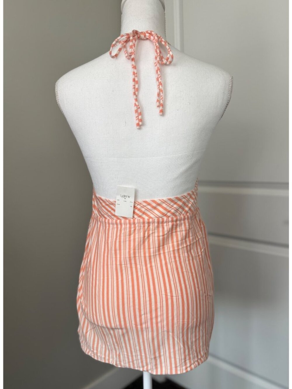 J.Crew Melon Striped Halter Charlotte Top S Tie Front Summer Style Beach Casual - Picture 3 of 15